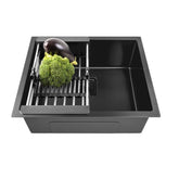Fossa 18"X16"X09" Single Bowl Premium Stainless Steel Handmade Kitchen Sink (Matte Finish) Black Fossa Home